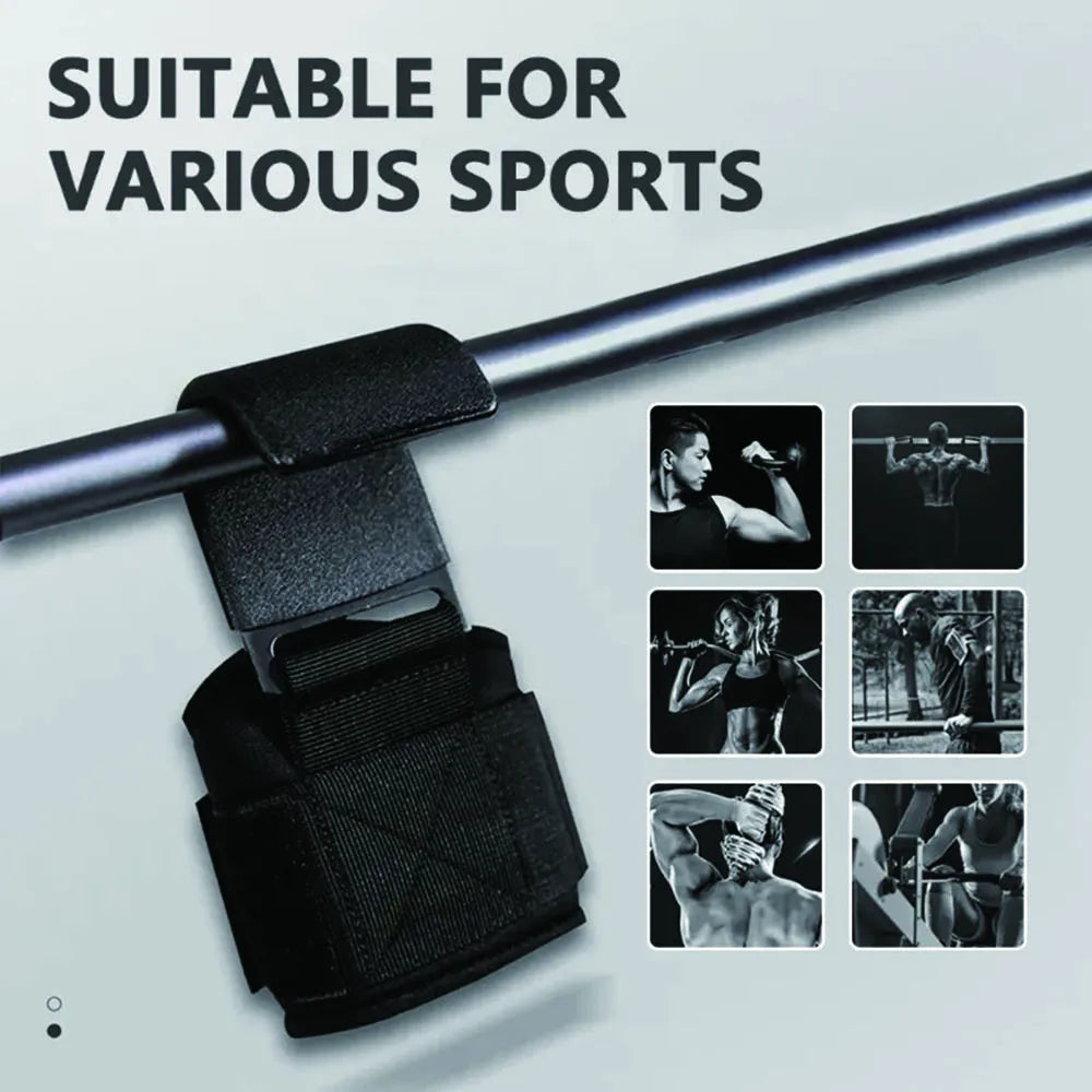Non-Slip Weight Lifting Hook Grips with Wrist Wraps Hand-Bar Wrist Strap Gym Fitness Hook Weight Strap Pull-Ups Power Gloves