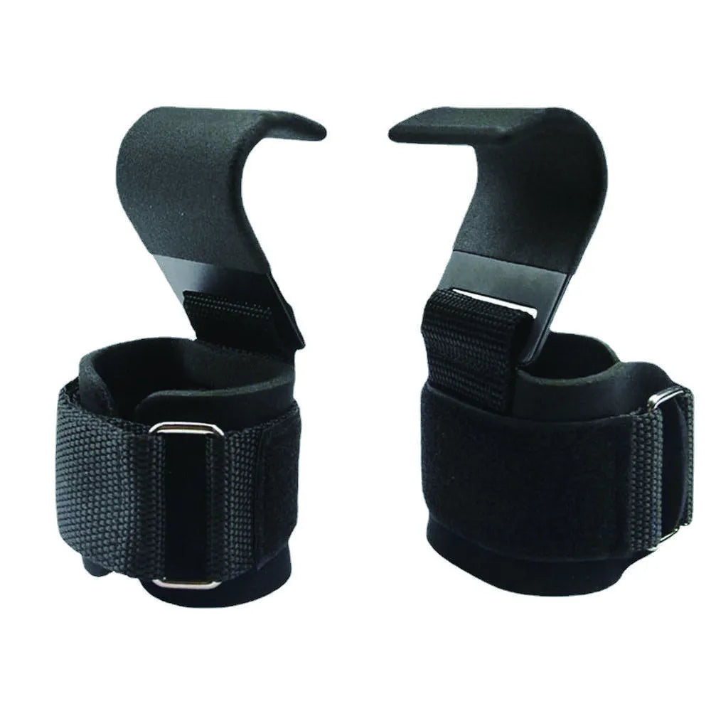 Non-Slip Weight Lifting Hook Grips with Wrist Wraps Hand-Bar Wrist Strap Gym Fitness Hook Weight Strap Pull-Ups Power Gloves